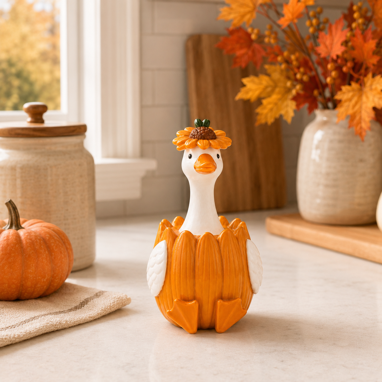 Harvest Duck Figurine – Fall Tabletop Decor, 3 Styles Available