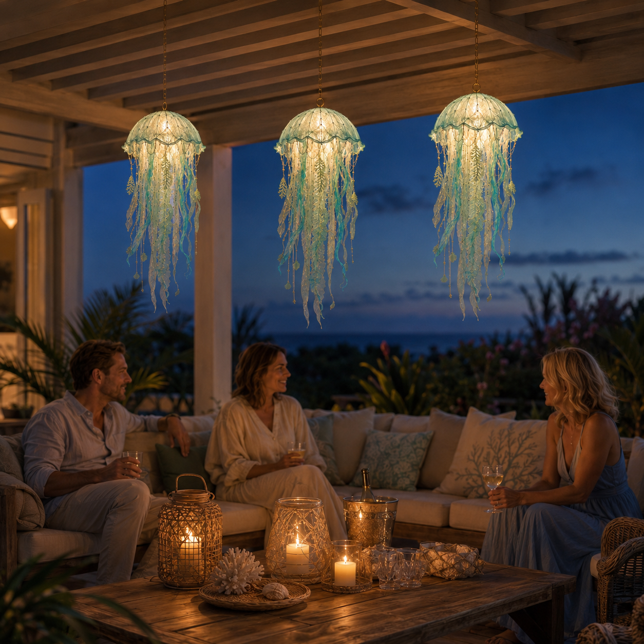 Coastal Glow Lighted Jellyfish Hanging Decor