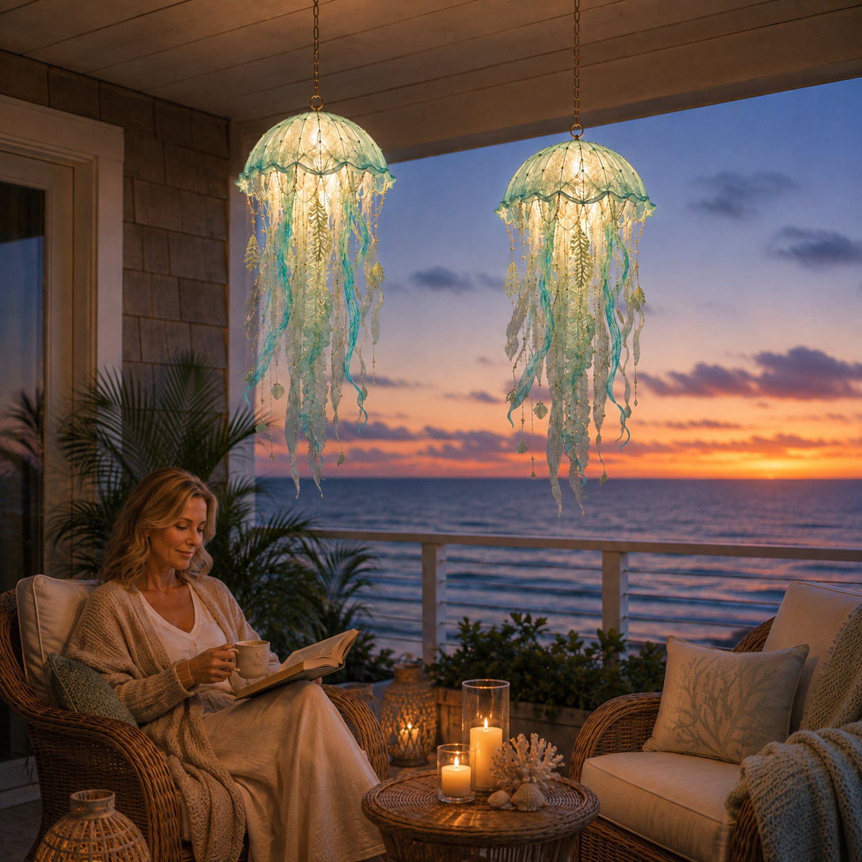 Coastal Glow Lighted Jellyfish Hanging Decor
