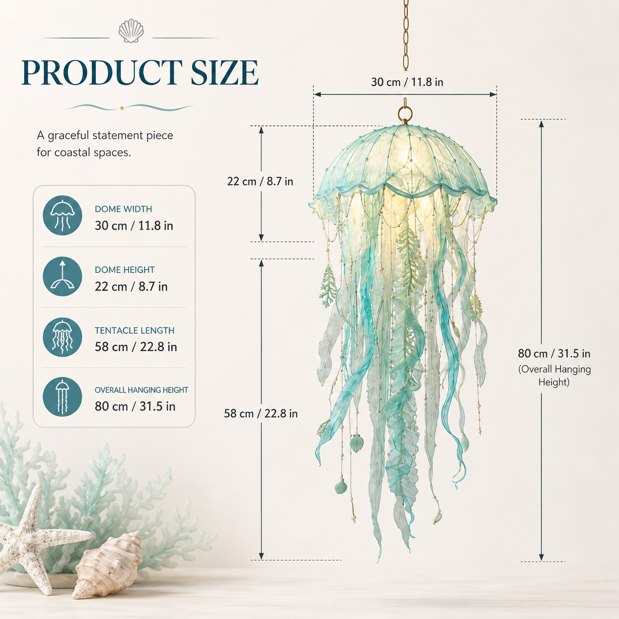 Coastal Glow Lighted Jellyfish Hanging Decor