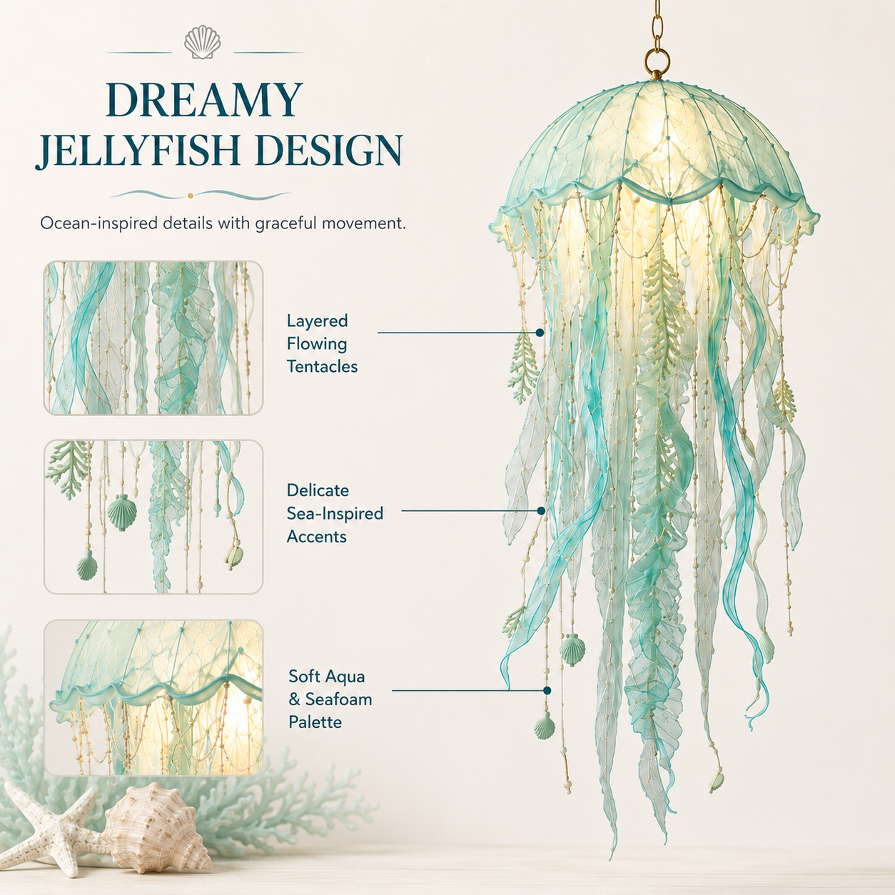 Coastal Glow Lighted Jellyfish Hanging Decor