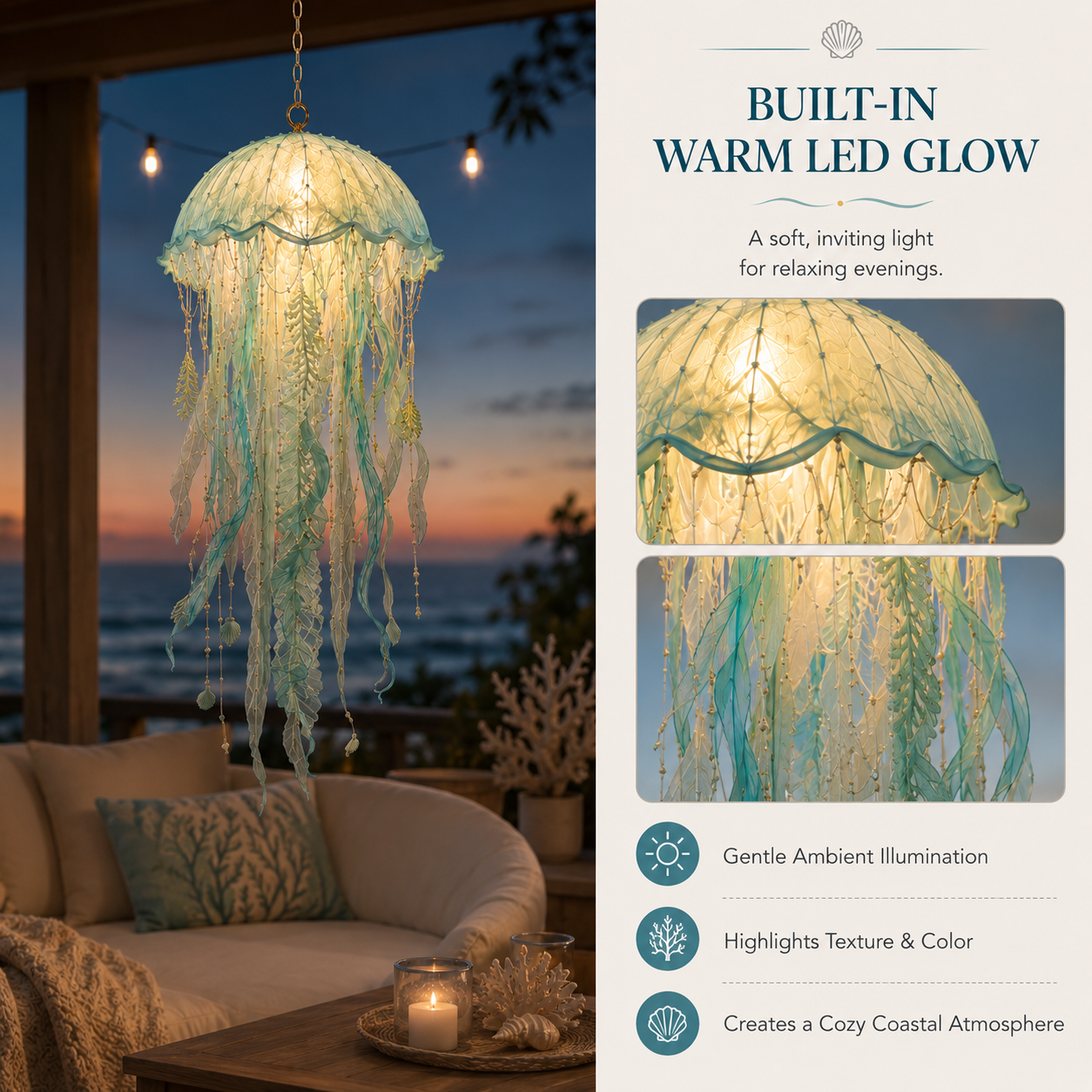 Coastal Glow Lighted Jellyfish Hanging Decor