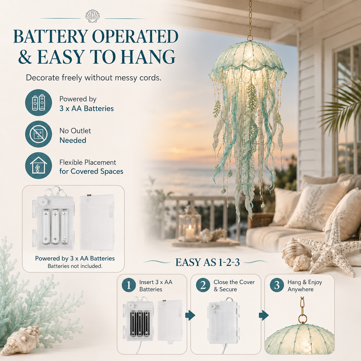 Coastal Glow Lighted Jellyfish Hanging Decor