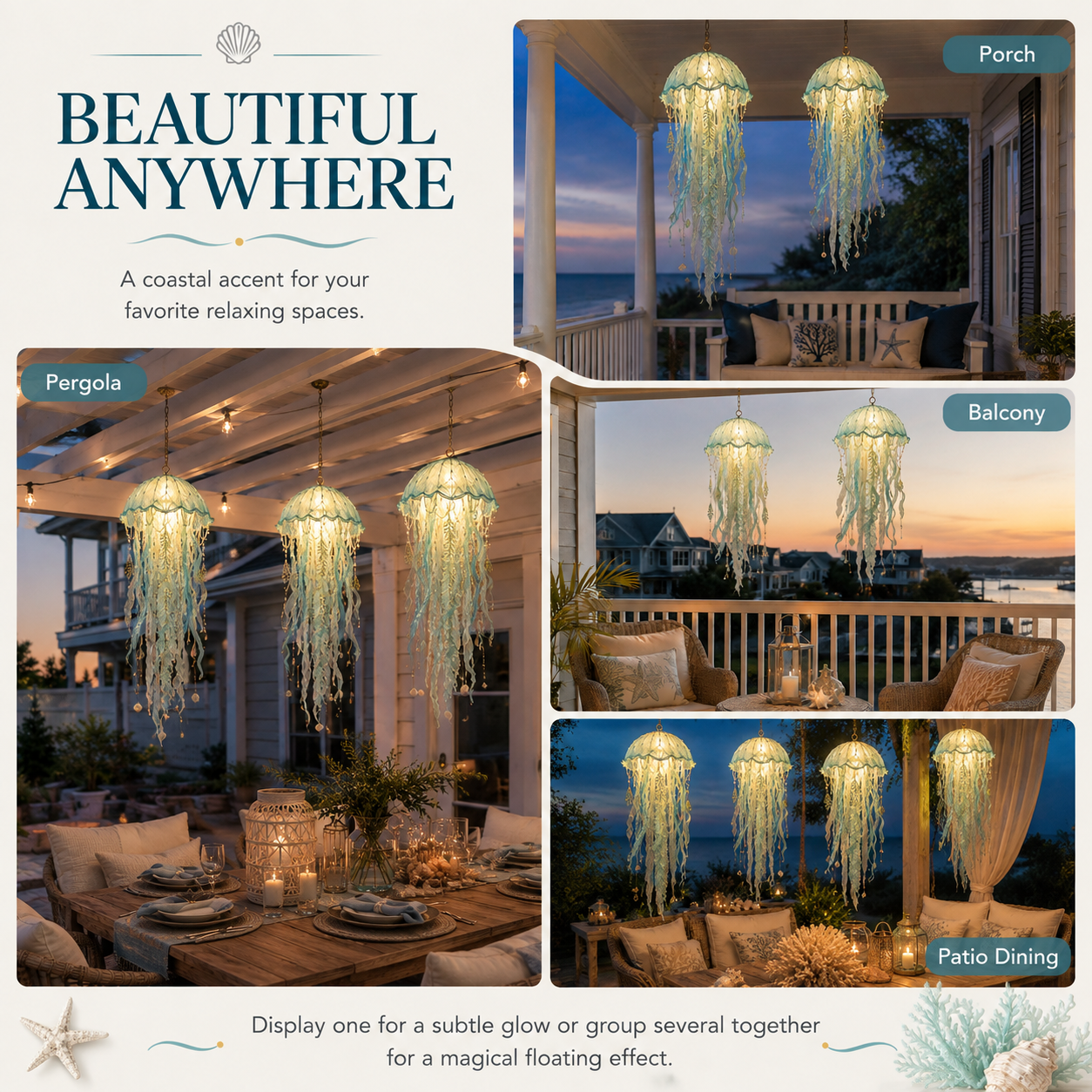 Coastal Glow Lighted Jellyfish Hanging Decor