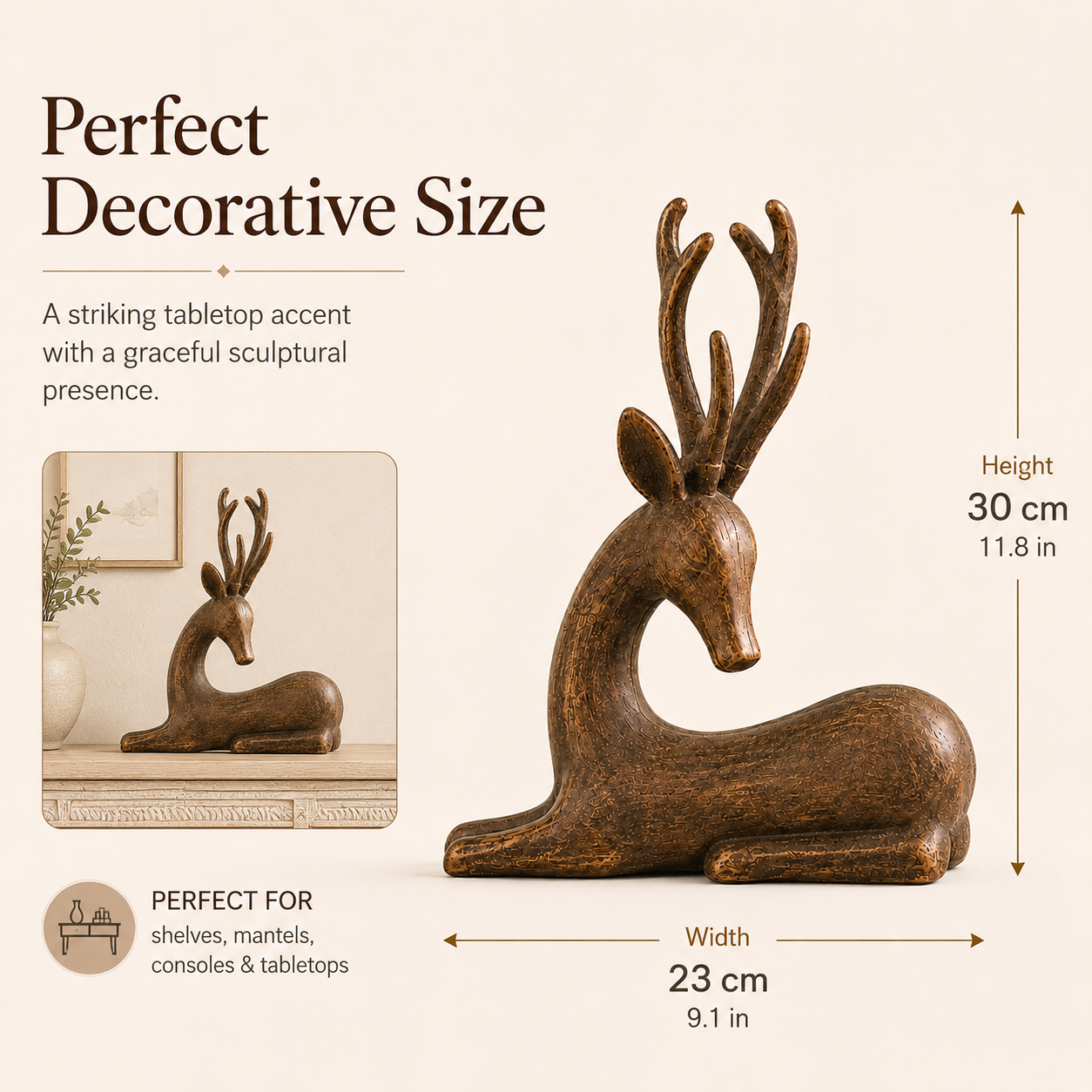 Vintage Wooden Gazelle Figurine