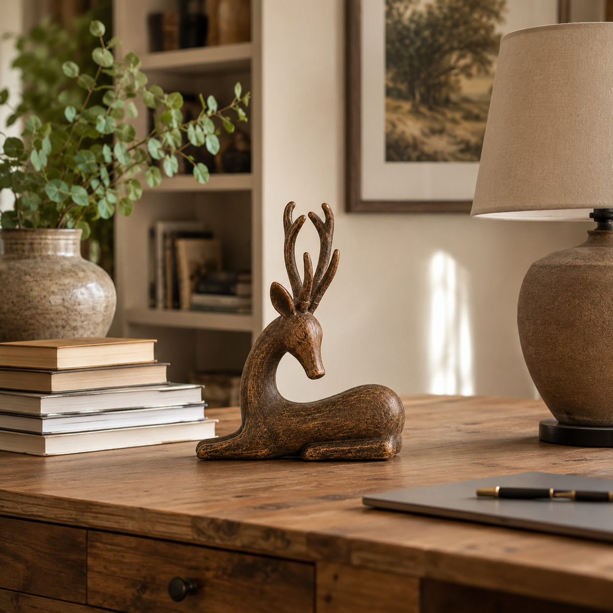 Vintage Wooden Gazelle Figurine