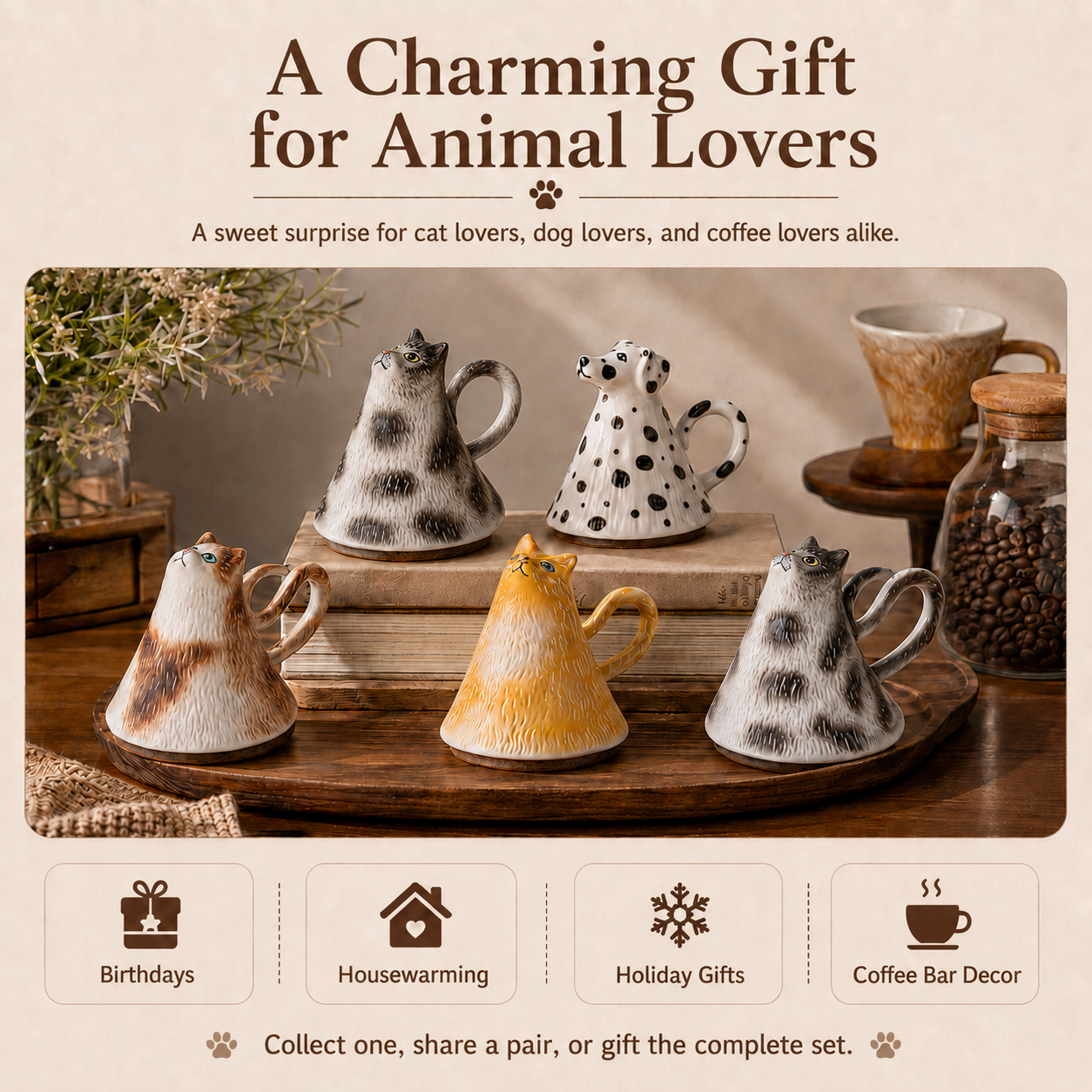 Whimsical Animal Ceramic Coffee Cups – 5 Styles Collection