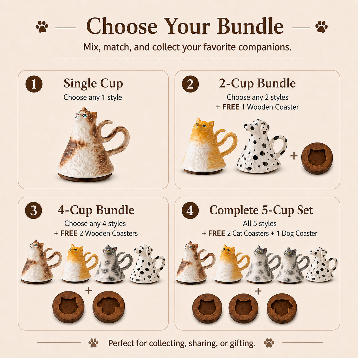 Whimsical Animal Ceramic Coffee Cups – 5 Styles Collection