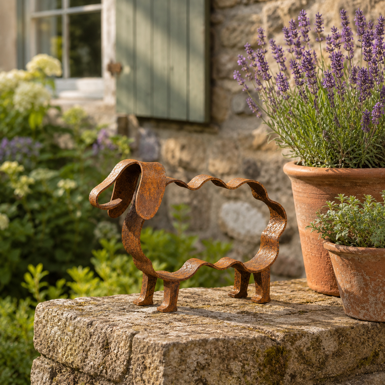 Rustic Metal Sheep Sculpture – Abstract Farmhouse Animal Decor