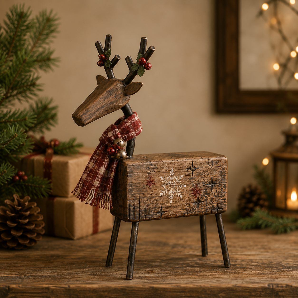 Rustic Christmas Reindeer Tabletop Decor