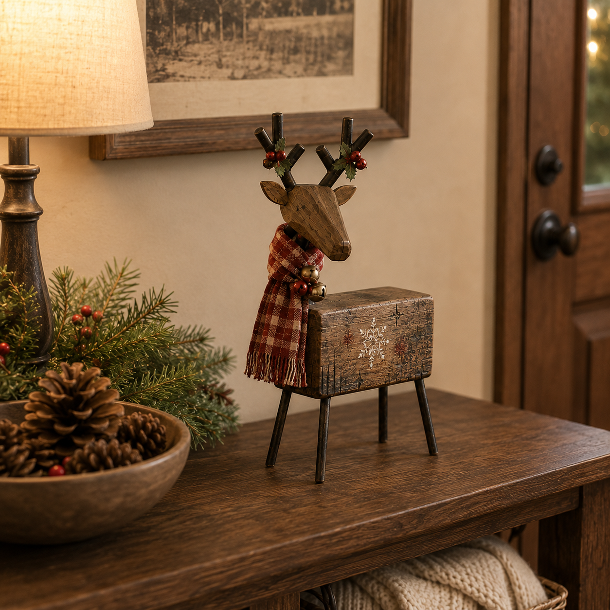 Rustic Christmas Reindeer Tabletop Decor