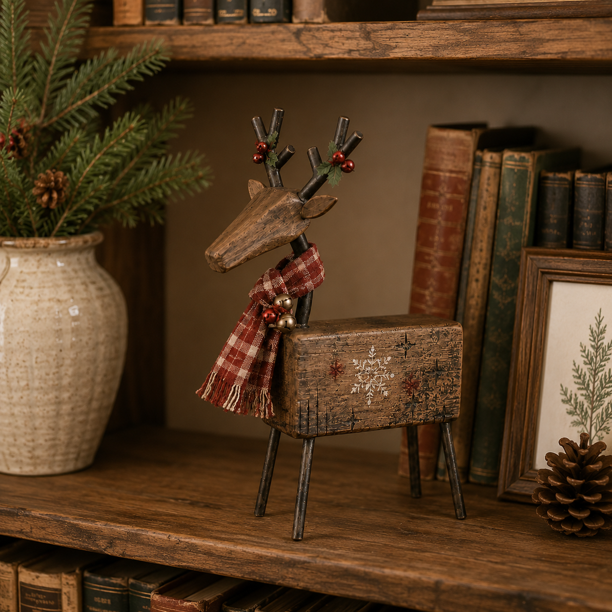Rustic Christmas Reindeer Tabletop Decor