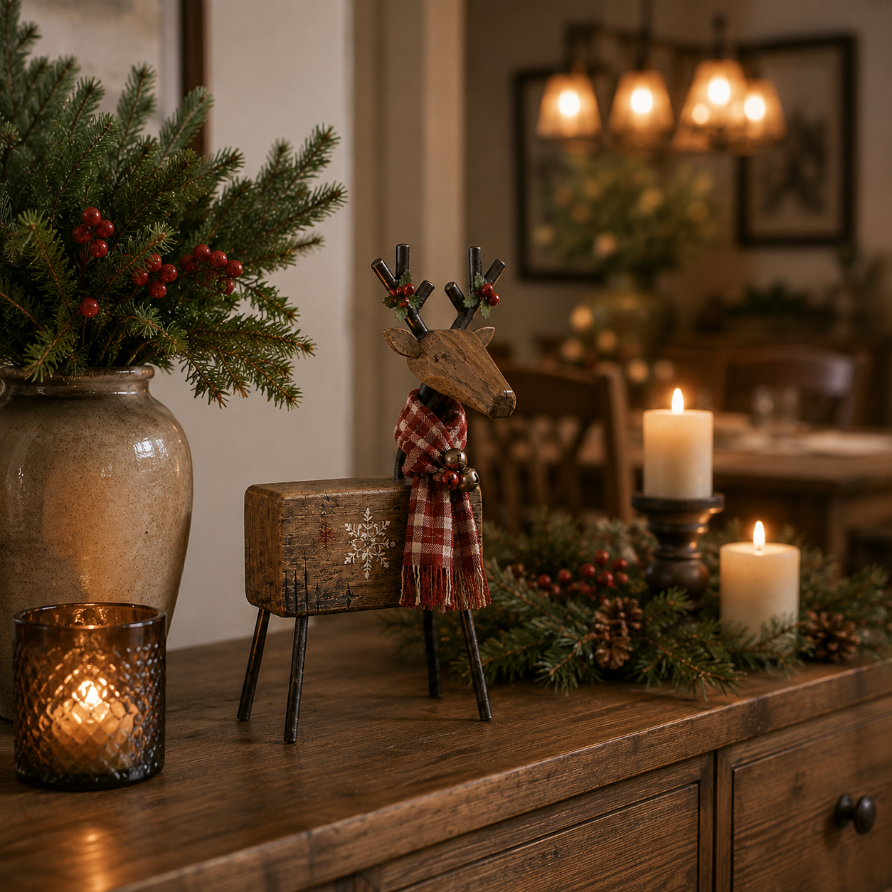 Rustic Christmas Reindeer Tabletop Decor