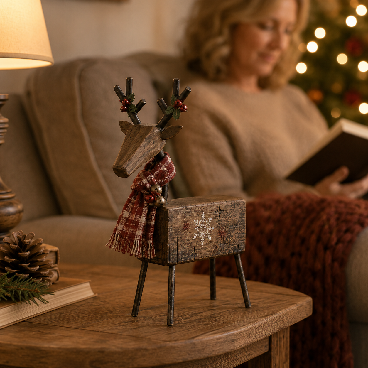 Rustic Christmas Reindeer Tabletop Decor