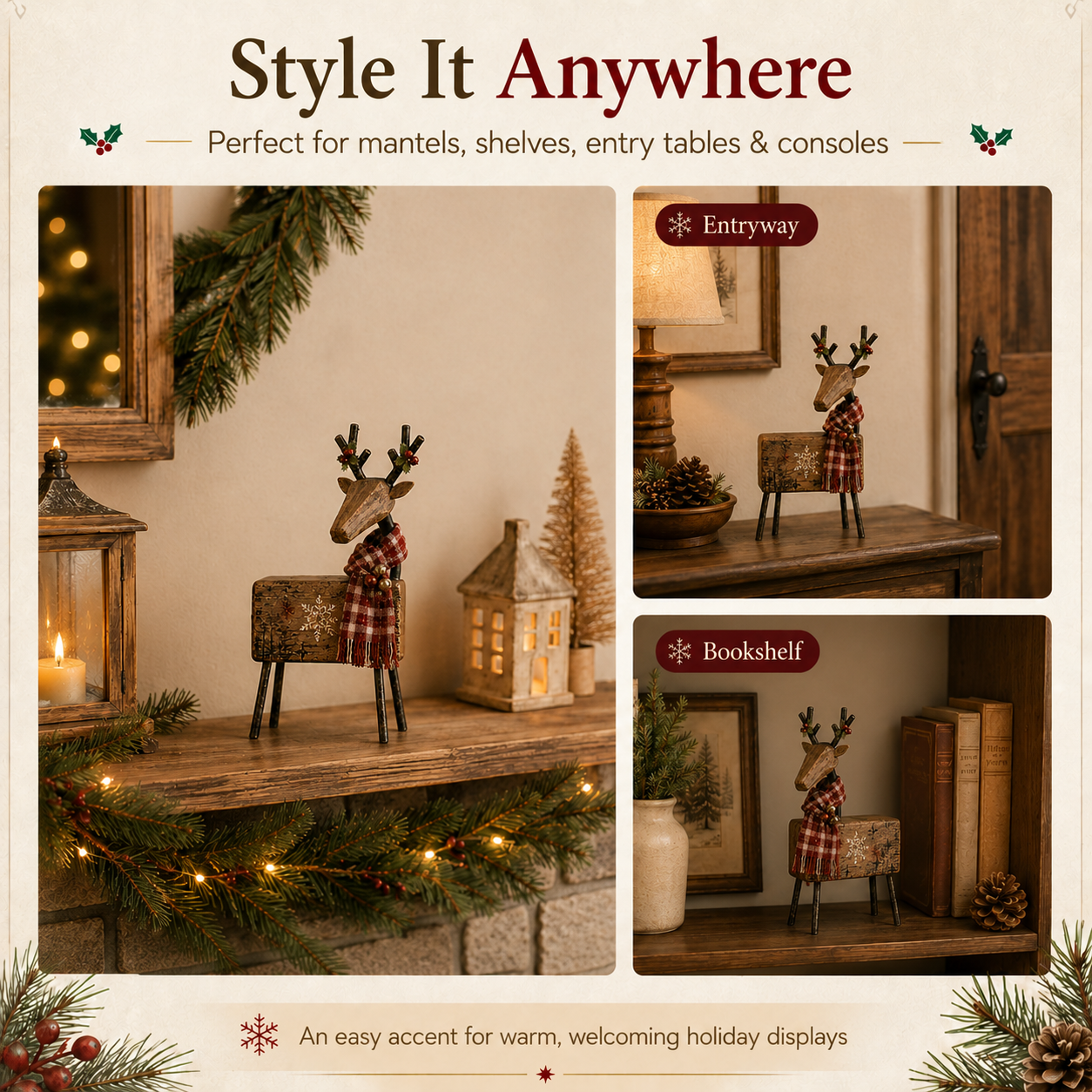 Rustic Christmas Reindeer Tabletop Decor
