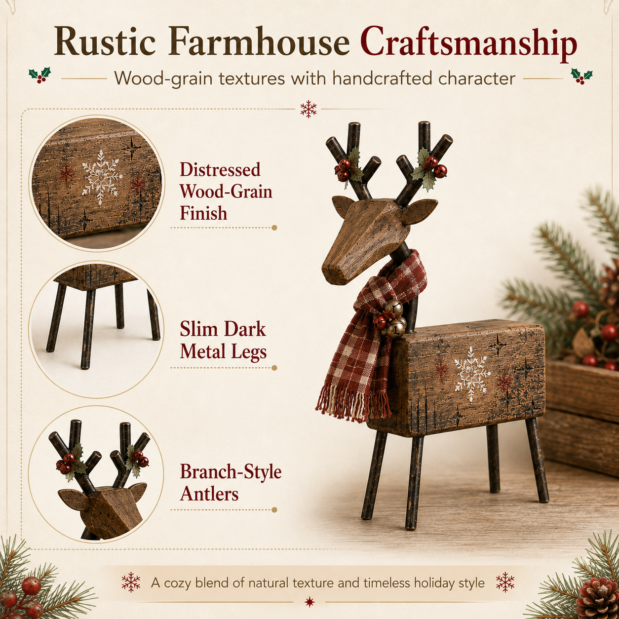Rustic Christmas Reindeer Tabletop Decor