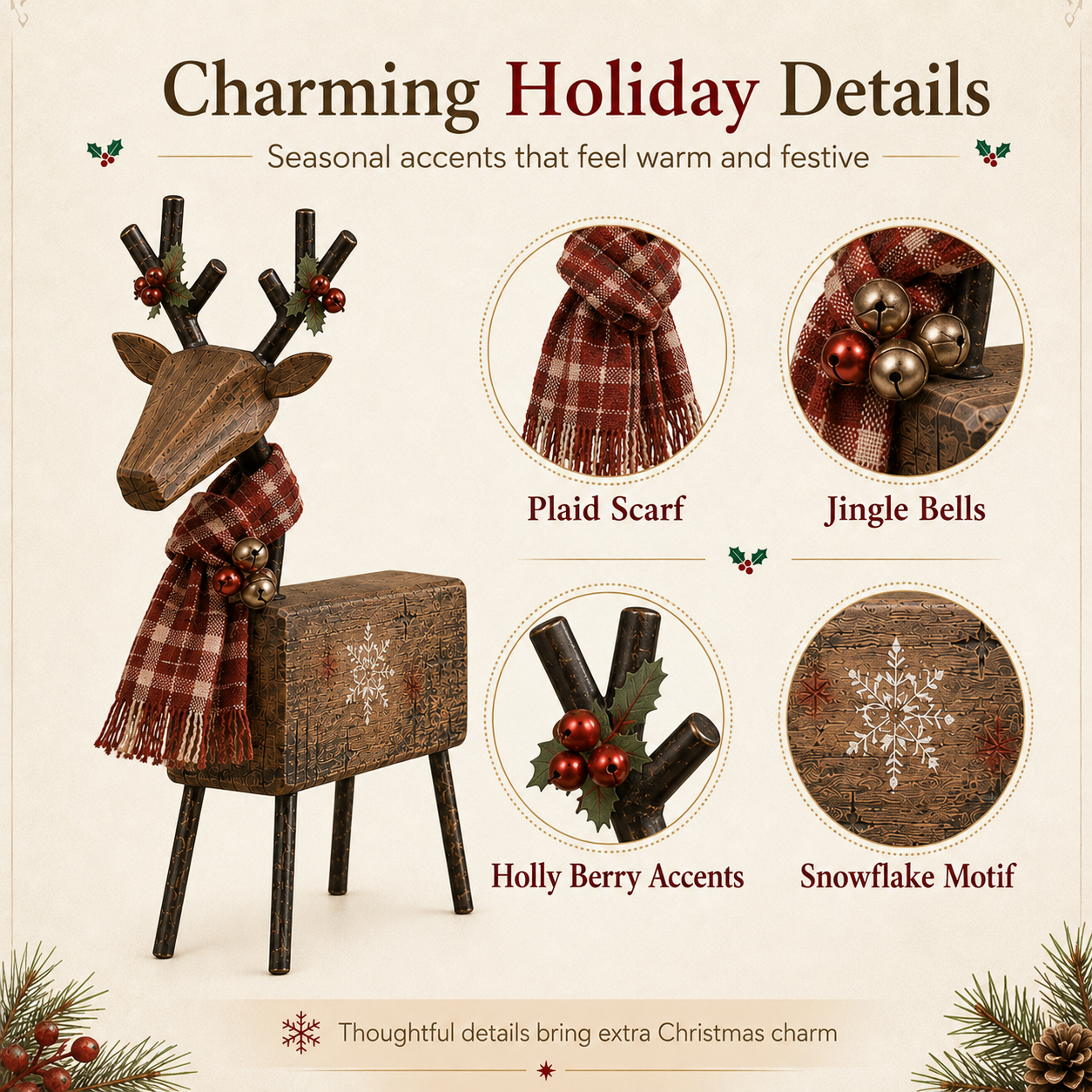 Rustic Christmas Reindeer Tabletop Decor