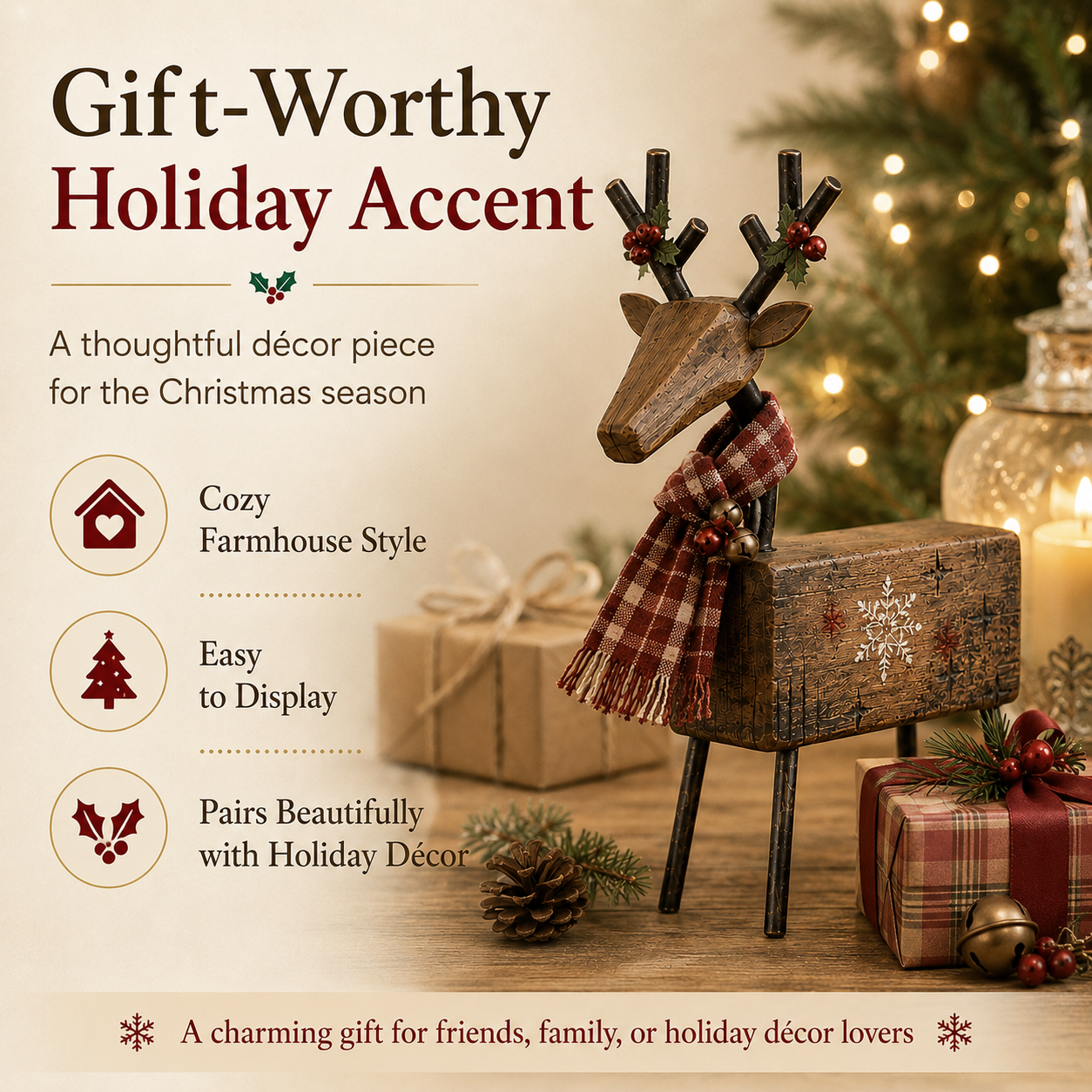 Rustic Christmas Reindeer Tabletop Decor