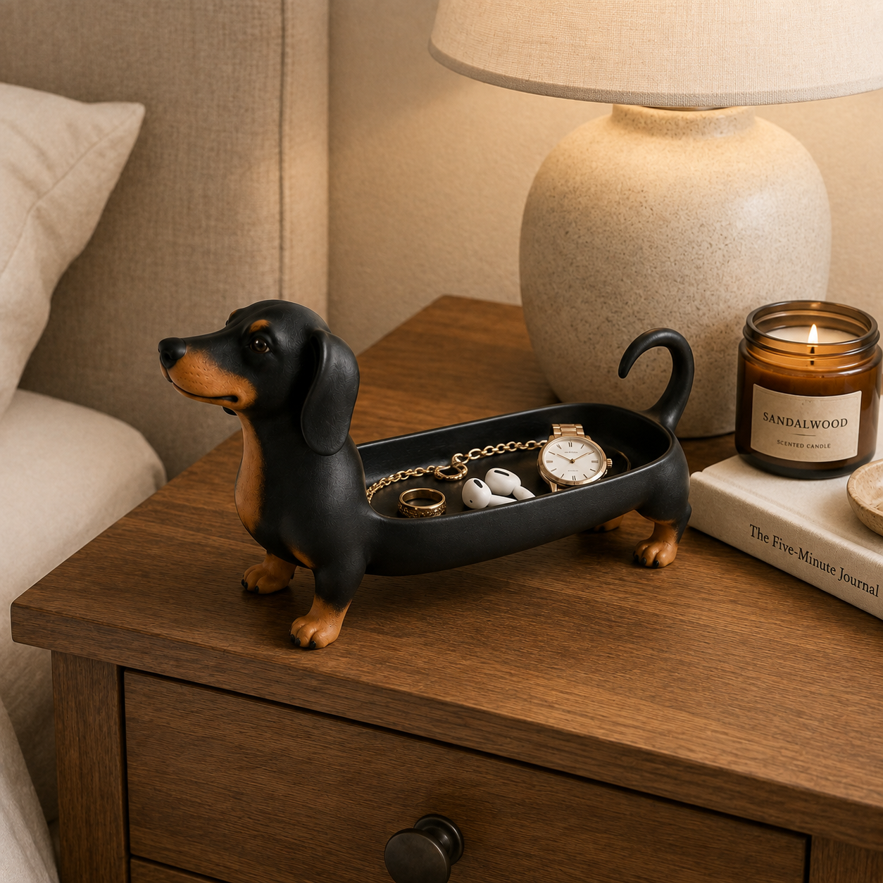 🐾 Dachshund Tray – Cute Dog Shaped Catchall Organizer for Keys, Jewelry & Small Items