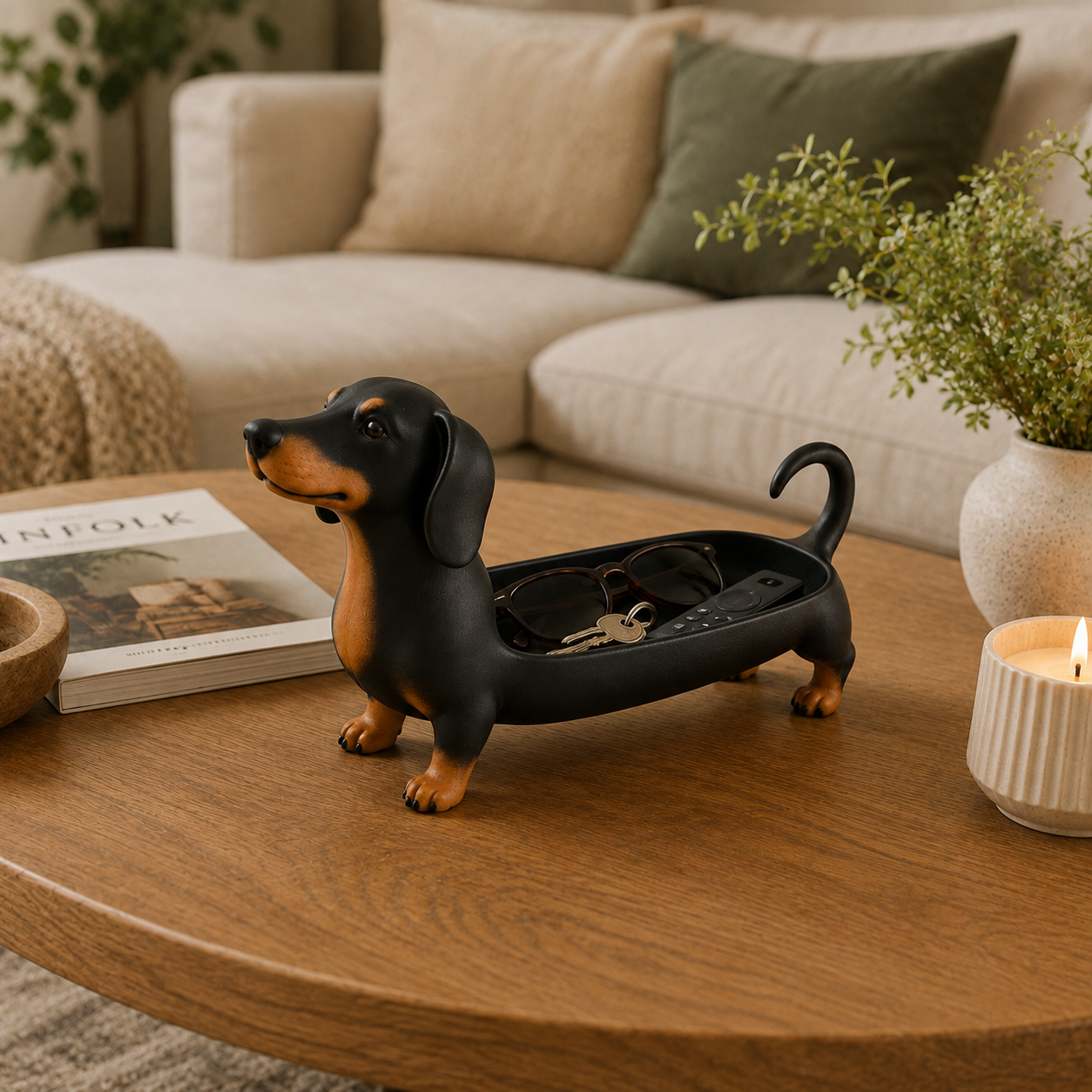 🐾 Dachshund Tray – Cute Dog Shaped Catchall Organizer for Keys, Jewelry & Small Items