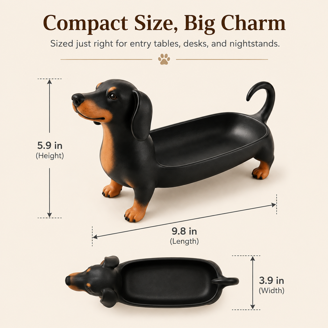 🐾 Dachshund Tray – Cute Dog Shaped Catchall Organizer for Keys, Jewelry & Small Items