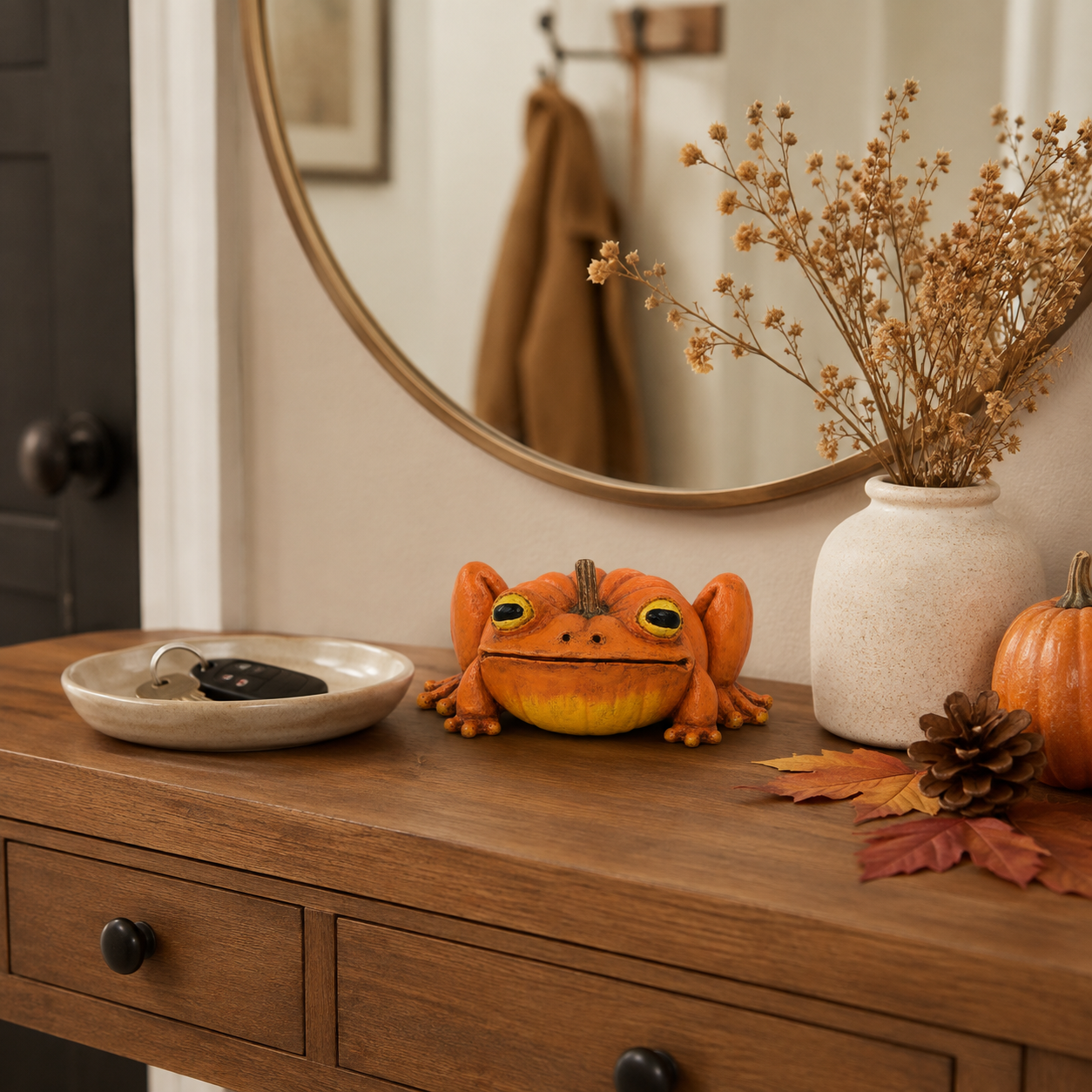 Pumpkin Frog Decorative Figurine