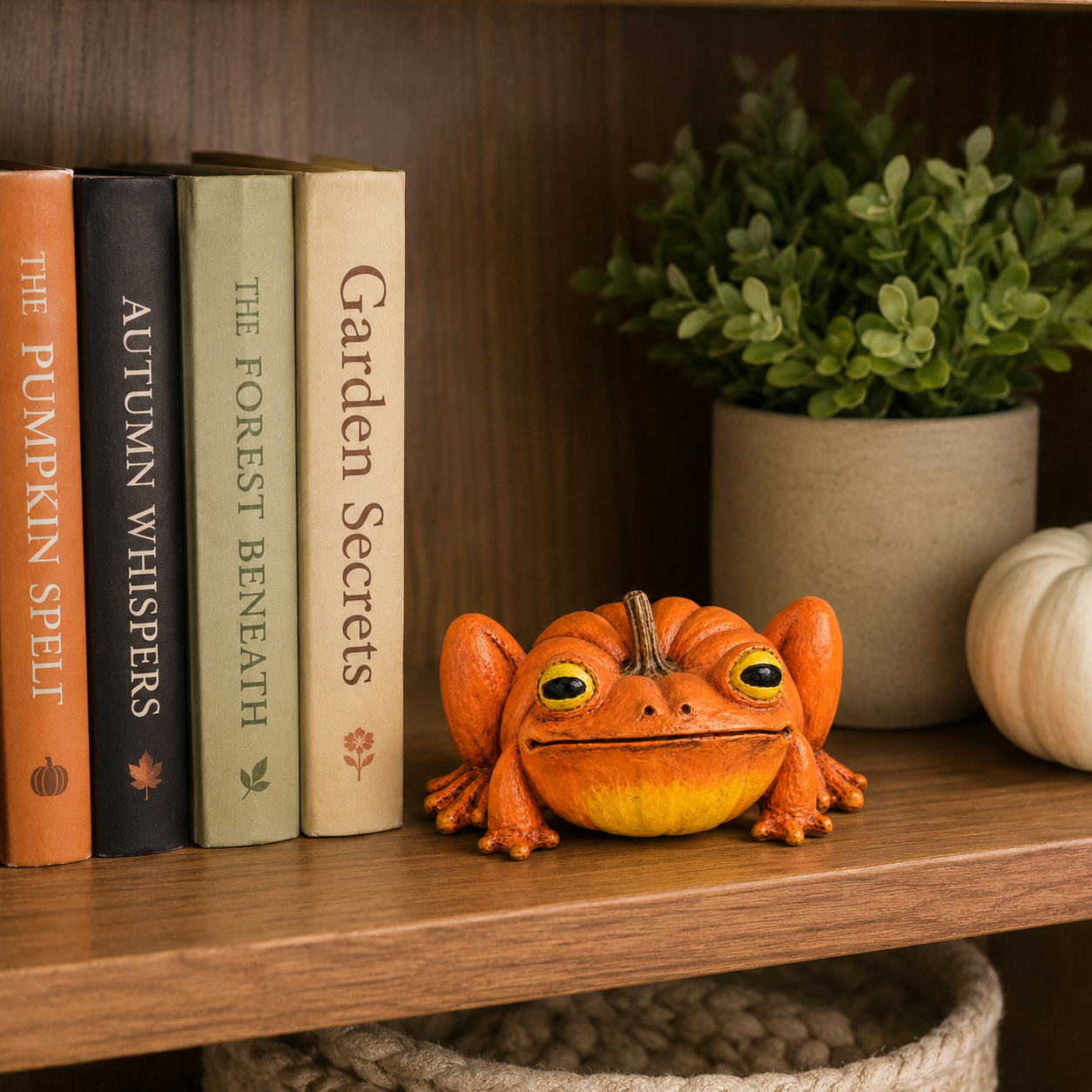 Pumpkin Frog Decorative Figurine