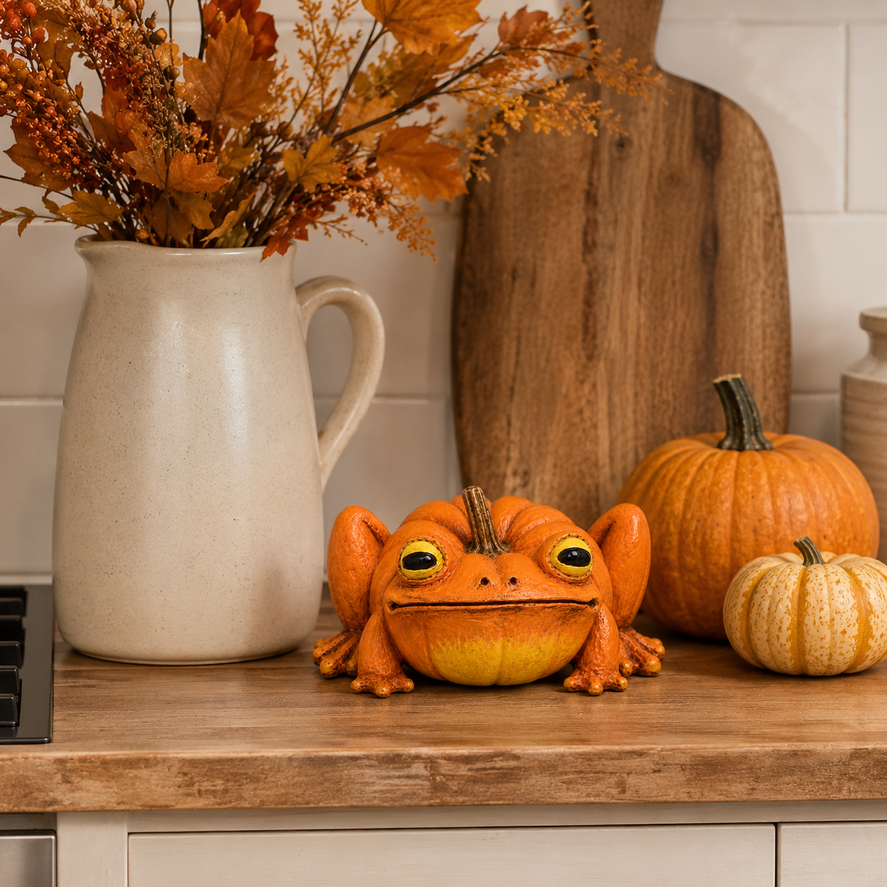 Pumpkin Frog Decorative Figurine
