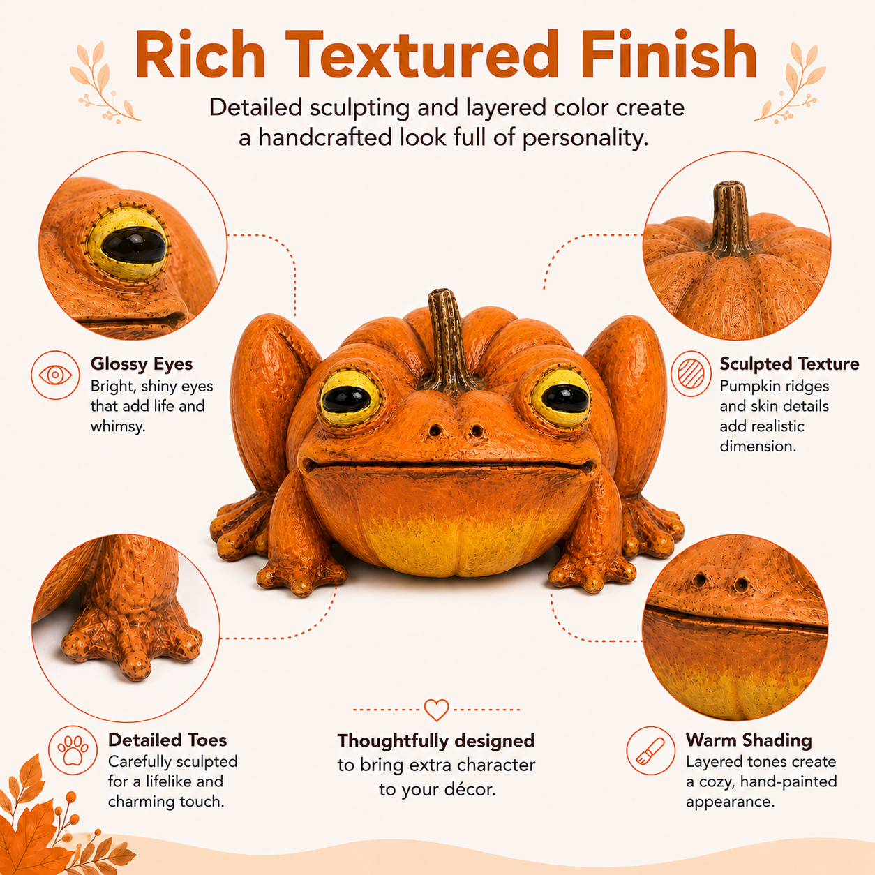 Pumpkin Frog Decorative Figurine