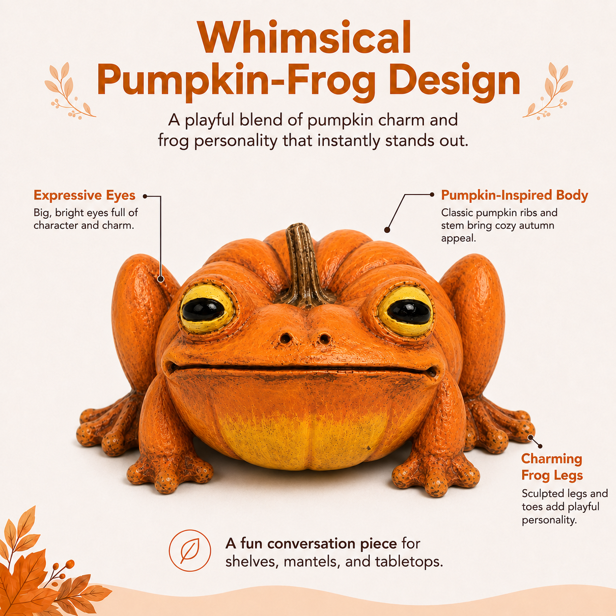 Pumpkin Frog Decorative Figurine
