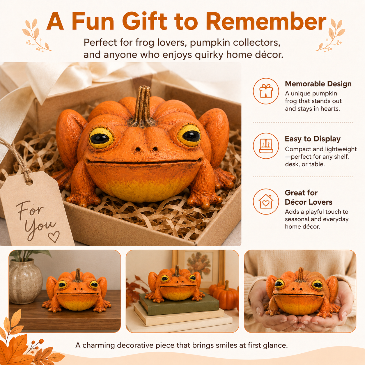 Pumpkin Frog Decorative Figurine