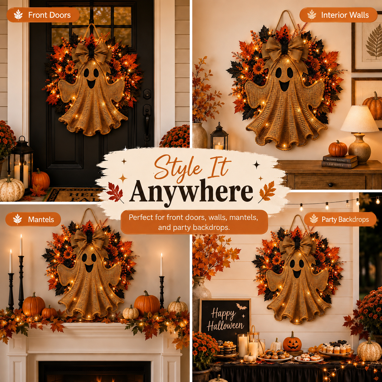 Harvest Glow Ghost Wreath