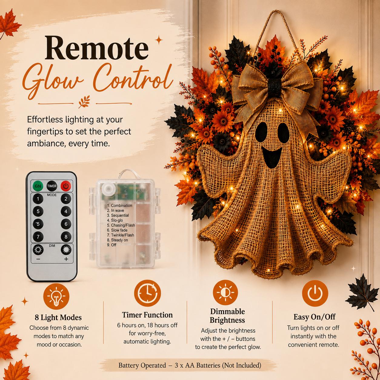 Harvest Glow Ghost Wreath
