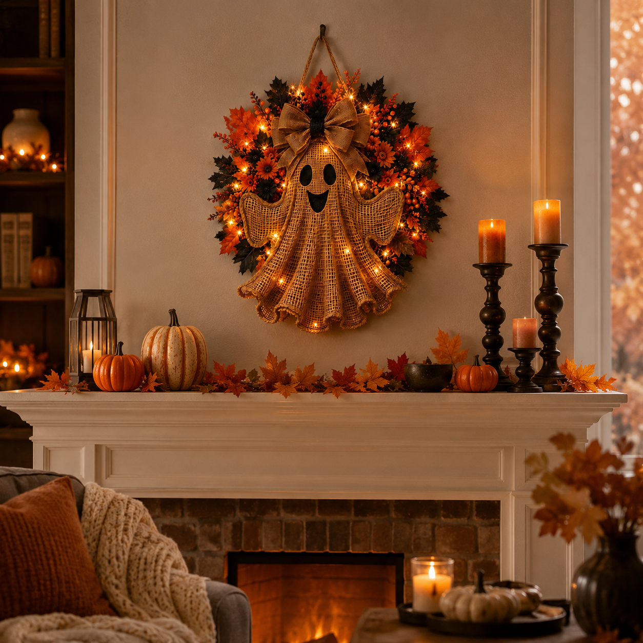 Harvest Glow Ghost Wreath