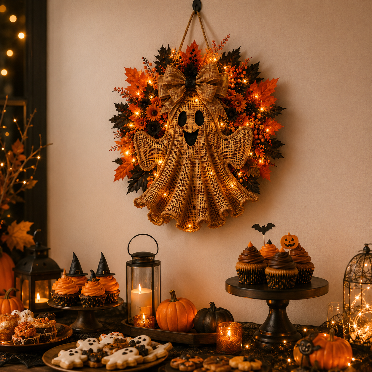 Harvest Glow Ghost Wreath