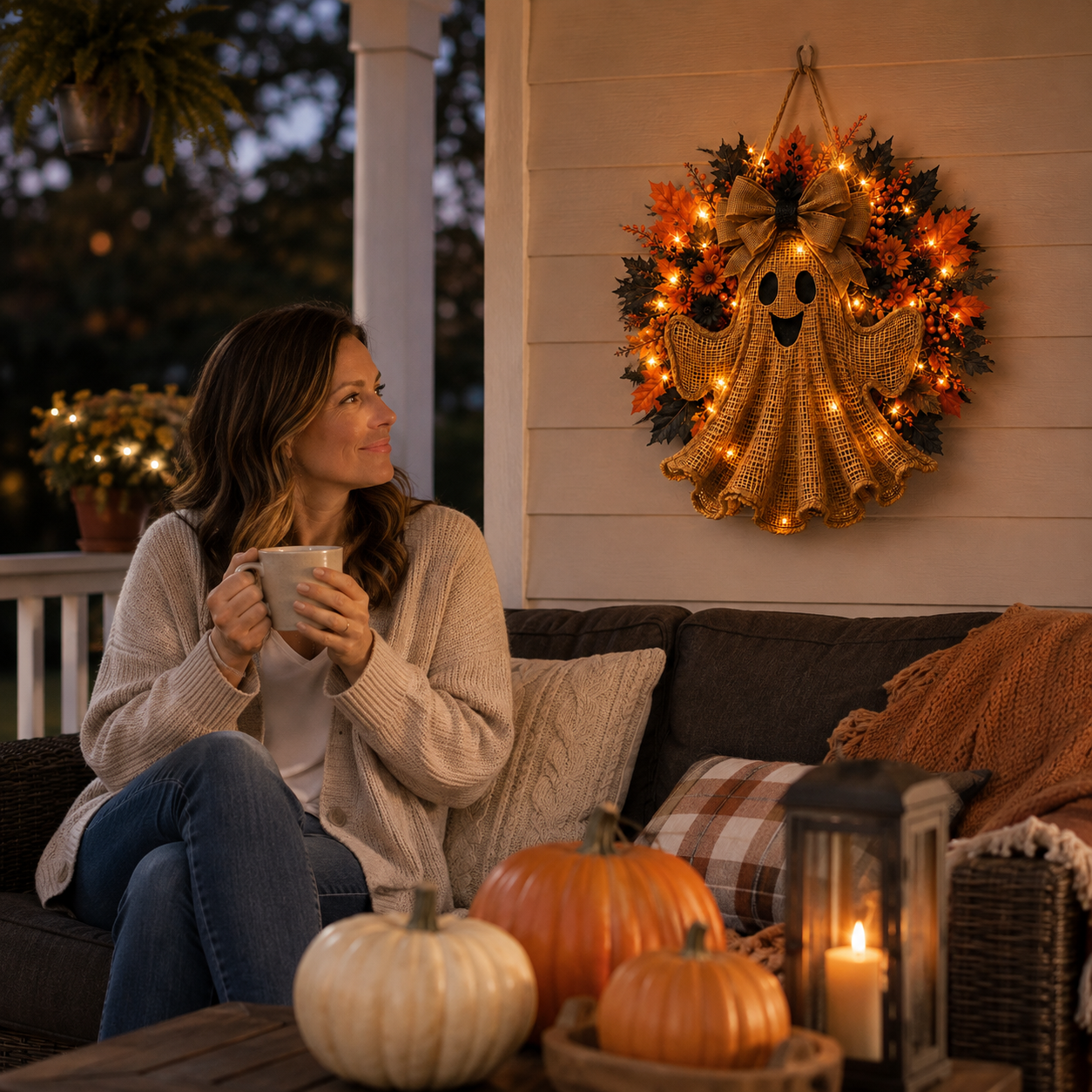 Harvest Glow Ghost Wreath