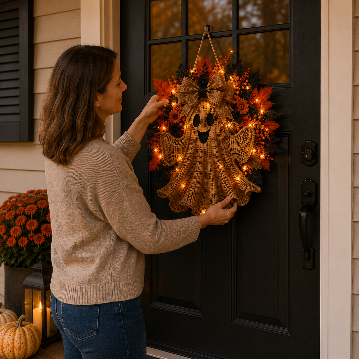Harvest Glow Ghost Wreath