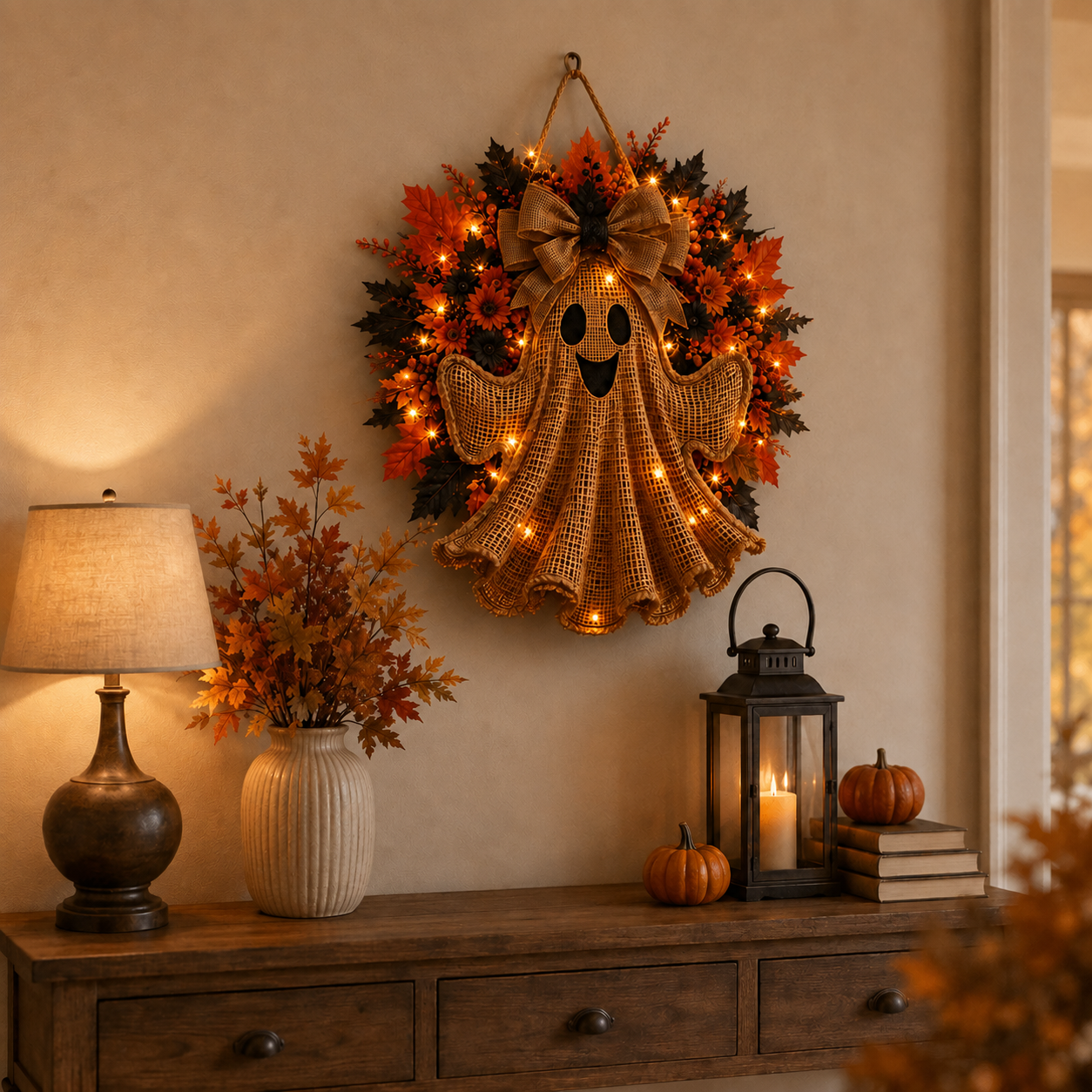 Harvest Glow Ghost Wreath