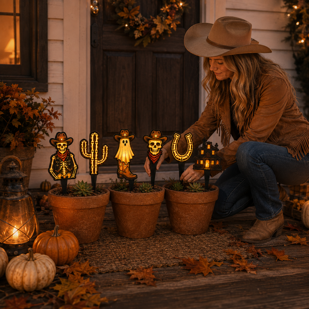 Wild West After Dark™ Light-Up Halloween Garden Stake  Amazon Listing Title