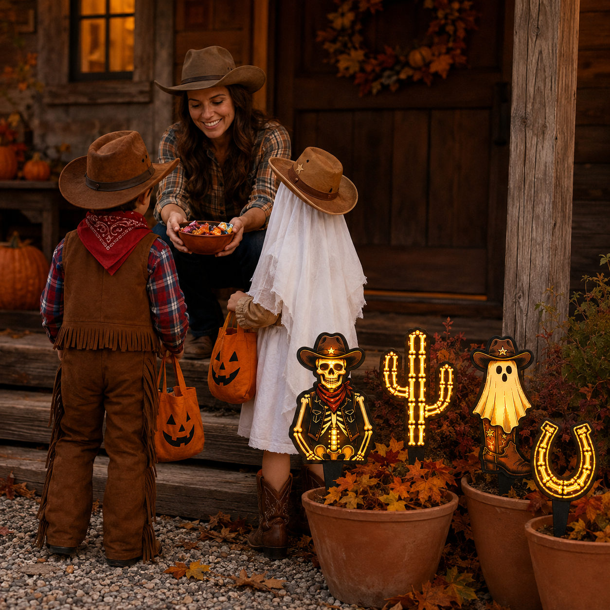 Wild West After Dark™ Light-Up Halloween Garden Stake  Amazon Listing Title
