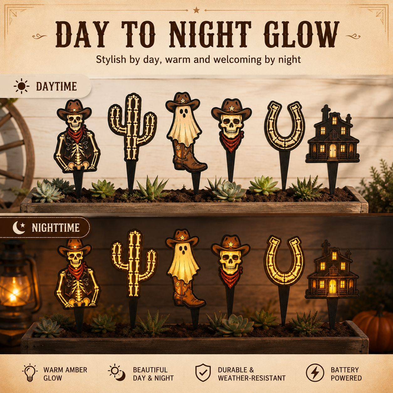 Wild West After Dark™ Light-Up Halloween Garden Stake  Amazon Listing Title