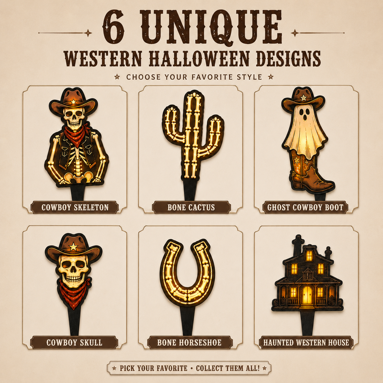 Wild West After Dark™ Light-Up Halloween Garden Stake  Amazon Listing Title