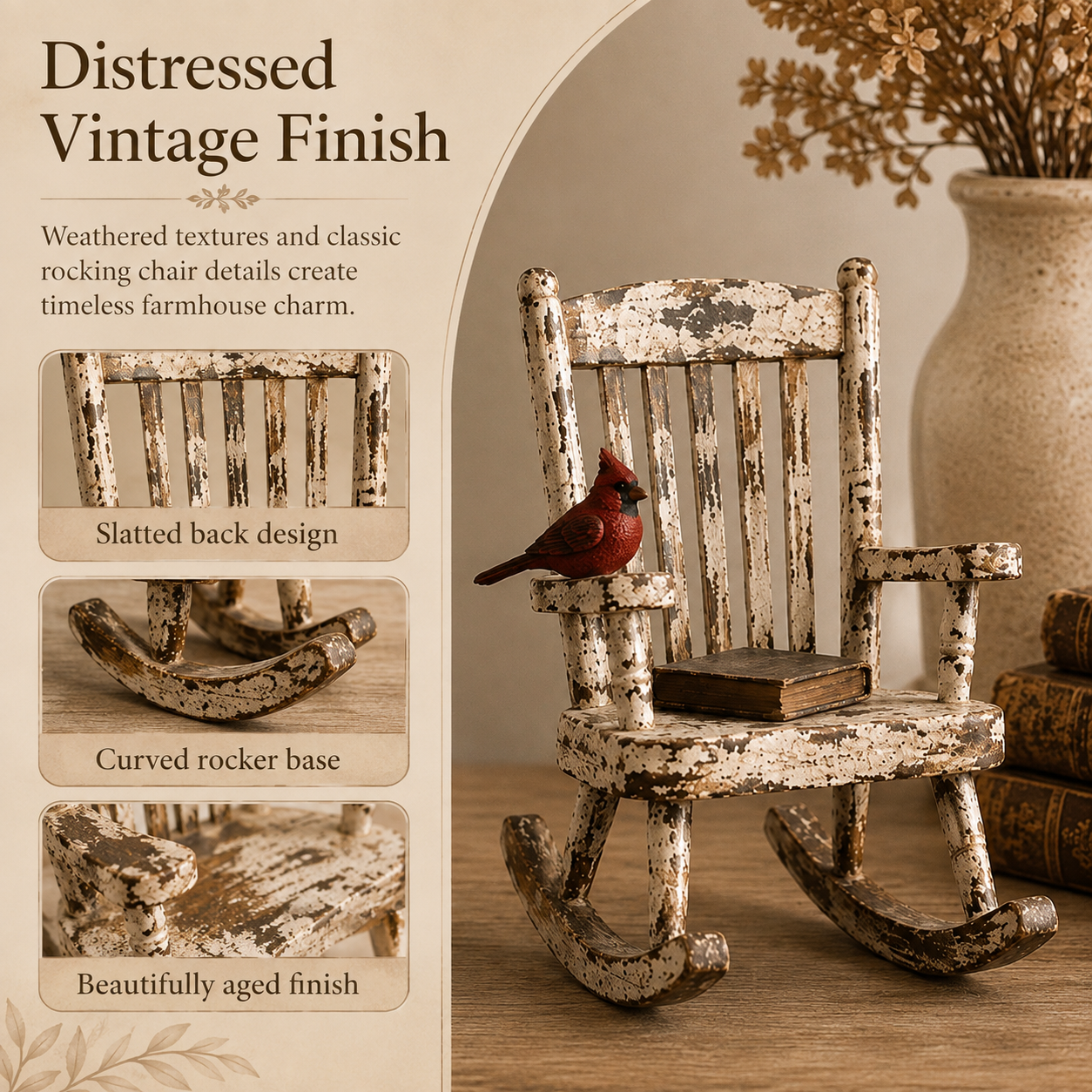 Rustic Cardinal Rocking Chair Decor