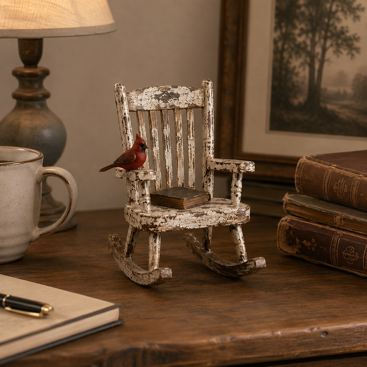Rustic Cardinal Rocking Chair Decor