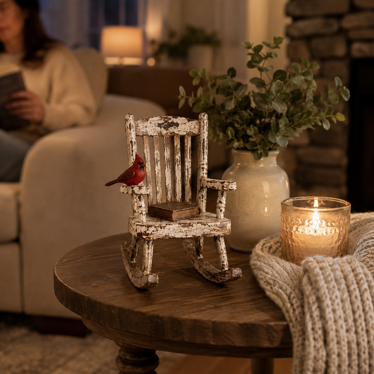 Rustic Cardinal Rocking Chair Decor