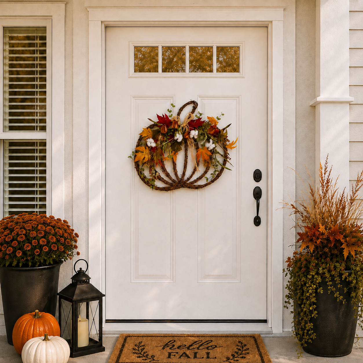 Harvest Glow Lighted Pumpkin Wreath