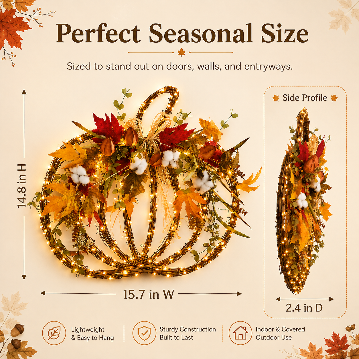 Harvest Glow Lighted Pumpkin Wreath