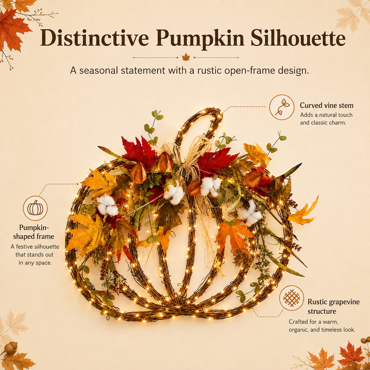 Harvest Glow Lighted Pumpkin Wreath