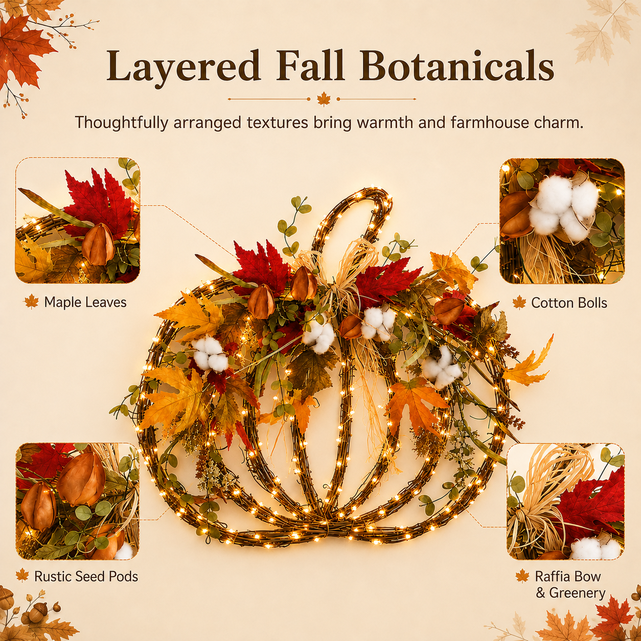 Harvest Glow Lighted Pumpkin Wreath