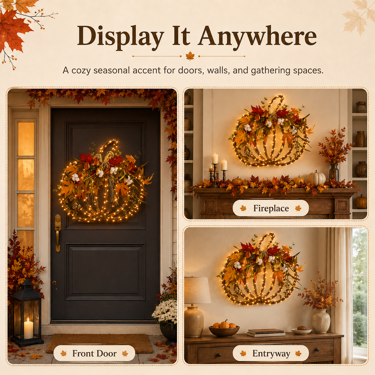 Harvest Glow Lighted Pumpkin Wreath